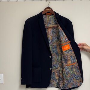 TALLIA Navy Blazer with Colorful Paisley Lining